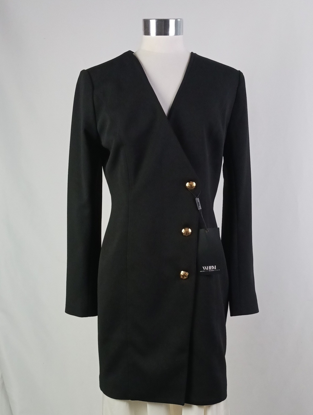 WHBM BLK DOUBLE BREASTED MIDI DRESS